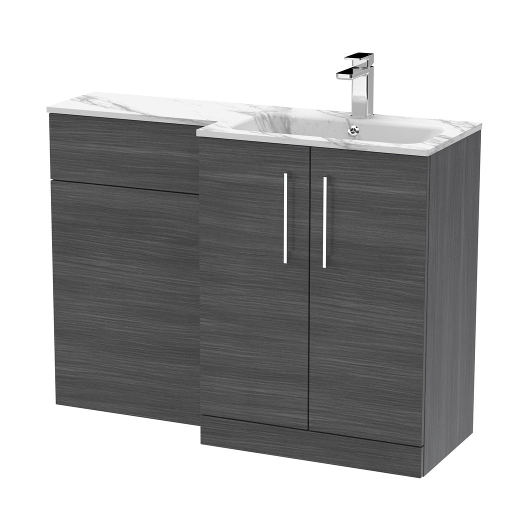 Nuie Arno 1100mm Right Hand Combination Contemporary Anthracite Woodgrain MFC Textured Woodgrain,stone 858x1105x390mm - ARN513R - JJ Building Materials