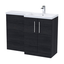 Nuie Arno 1100mm Right Hand Combination Contemporary Charcoal Black MFC Textured Woodgrain 858x1105x390mm - JJ Building Materials