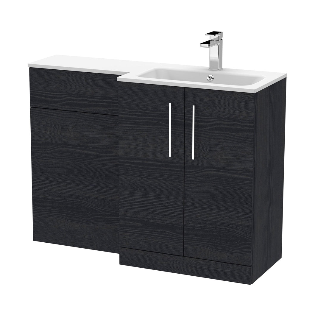 Nuie Arno 1100mm Right Hand Combination Contemporary Charcoal Black MFC Textured Woodgrain,stone 858x1105x390mm - ARN612R - JJ Building Materials