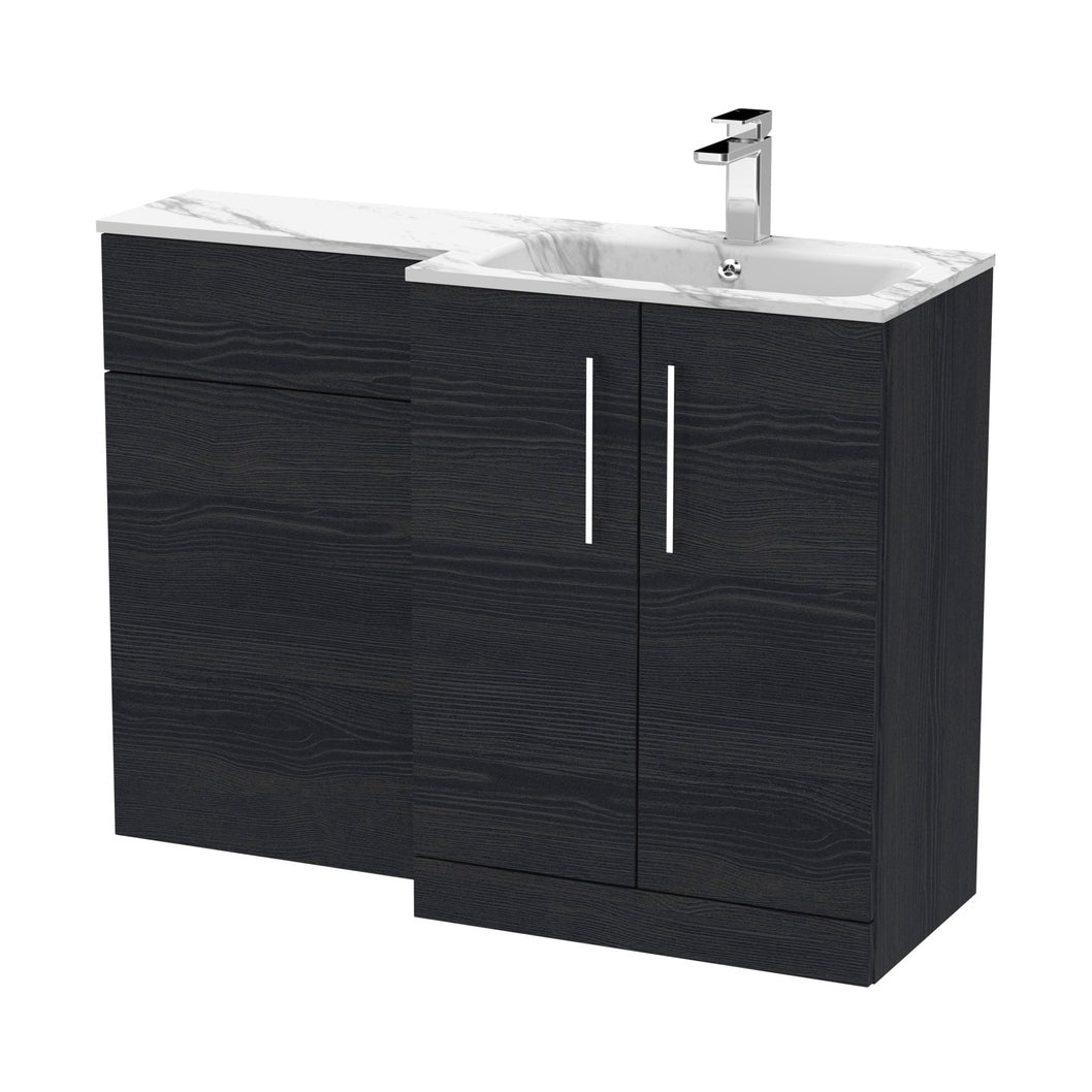 Nuie Arno 1100mm Right Hand Combination Contemporary Charcoal Black MFC Textured Woodgrain,stone 858x1105x390mm - ARN613R - JJ Building Materials