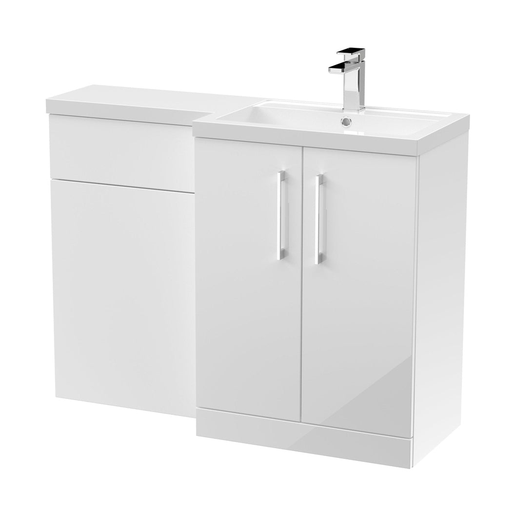 Nuie Arno 1100mm Right Hand Combination Contemporary Gloss White MFC Painted Gloss 858x1105x390mm - JJ Building Materials