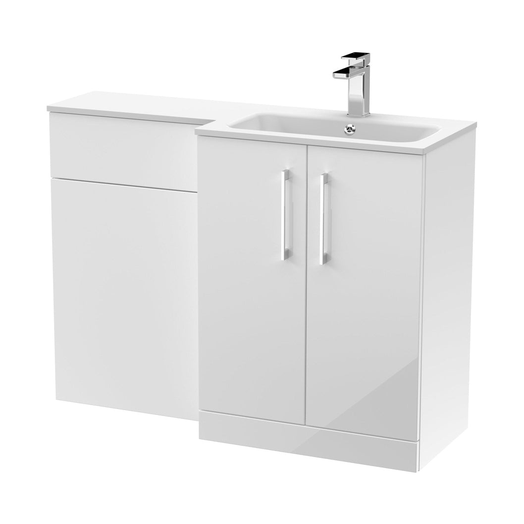 Nuie Arno 1100mm Right Hand Combination Contemporary Gloss White MFC Painted Gloss,stone 858x1105x390mm - ARN112R - JJ Building Materials