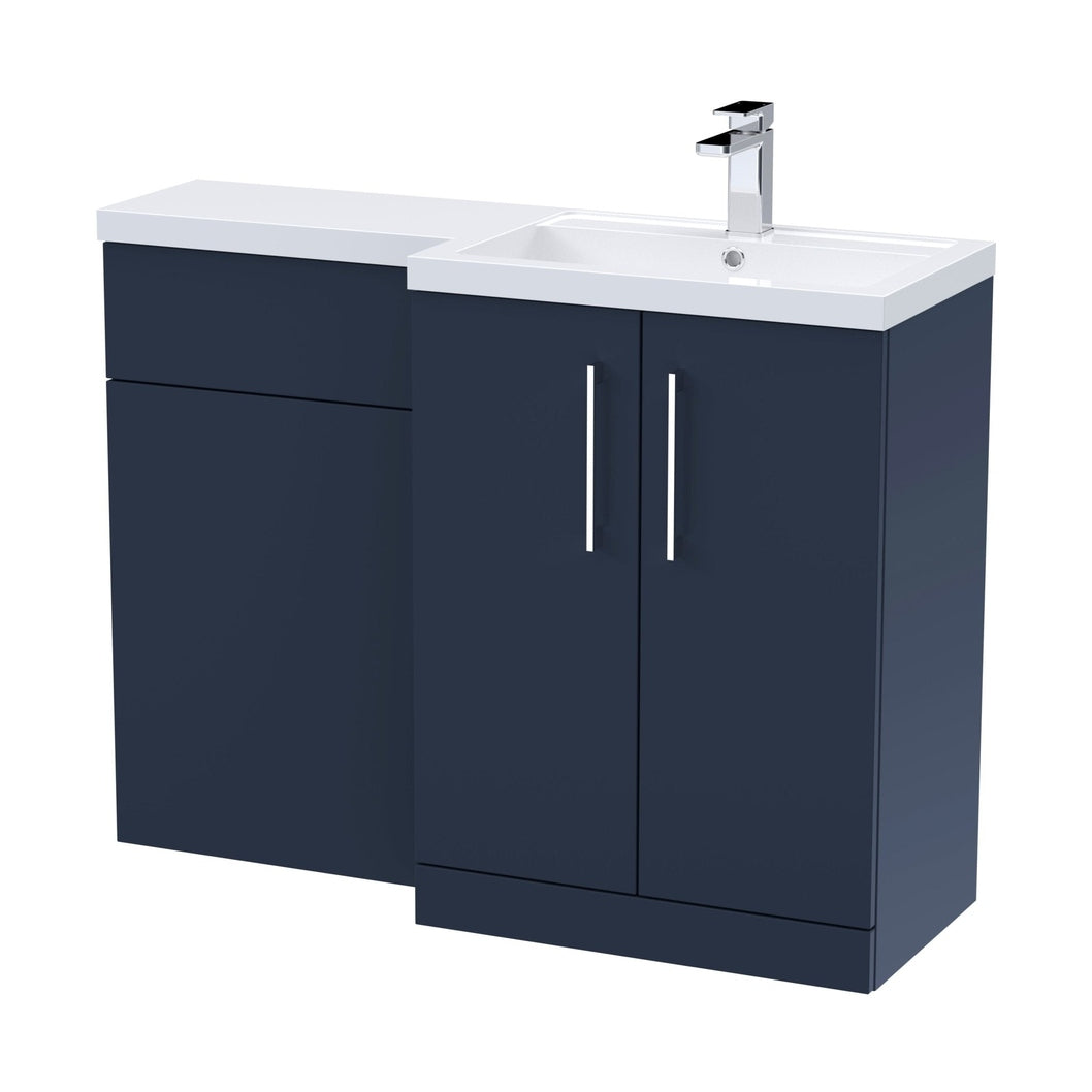 Nuie Arno 1100mm Right Hand Combination Contemporary Midnight Blue MFC Painted Matt 858x1105x390mm - JJ Building Materials