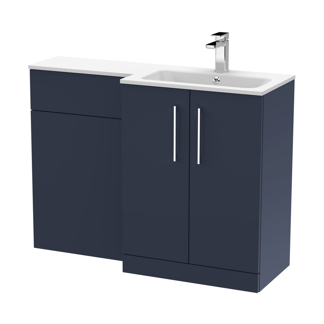 Nuie Arno 1100mm Right Hand Combination Contemporary Midnight Blue MFC Painted Matt,stone 858x1105x390mm - ARN2912R - JJ Building Materials