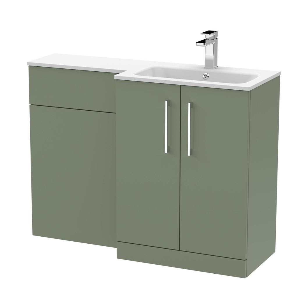 Nuie Arno 1100mm Right Hand Combination Contemporary Satin Green MFC Painted Matt,stone 858x1105x390mm - ARN812R - JJ Building Materials