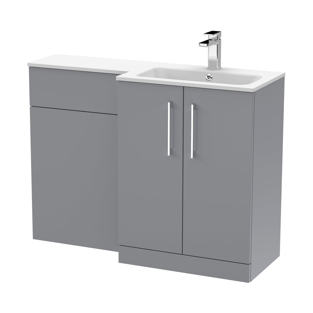 Nuie Arno 1100mm Right Hand Combination Contemporary Satin Grey MFC Painted Matt,stone 858x1105x390mm - ARN2212R - JJ Building Materials