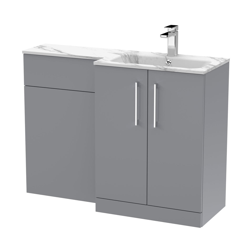 Nuie Arno 1100mm Right Hand Combination Contemporary Satin Grey MFC Painted Matt,stone 858x1105x390mm - ARN2213R - JJ Building Materials