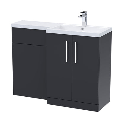 Nuie Arno 1100mm Right Hand Combination Contemporary Soft Black MFC Painted Matt 858x1105x390mm - JJ Building Materials