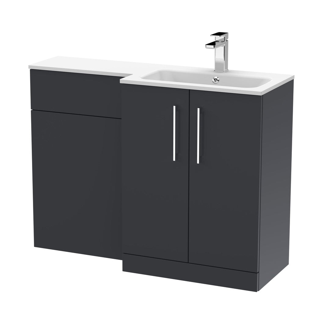 Nuie Arno 1100mm Right Hand Combination Contemporary Soft Black MFC Painted Matt,stone 858x1105x390mm - ARN1412R - JJ Building Materials