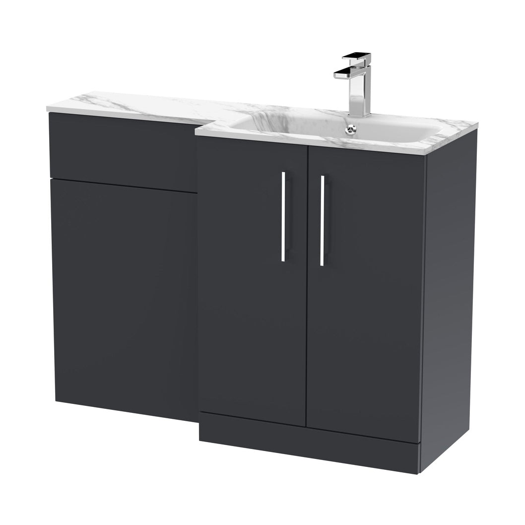 Nuie Arno 1100mm Right Hand Combination Contemporary Soft Black MFC Painted Matt,stone 858x1105x390mm - ARN1413R - JJ Building Materials