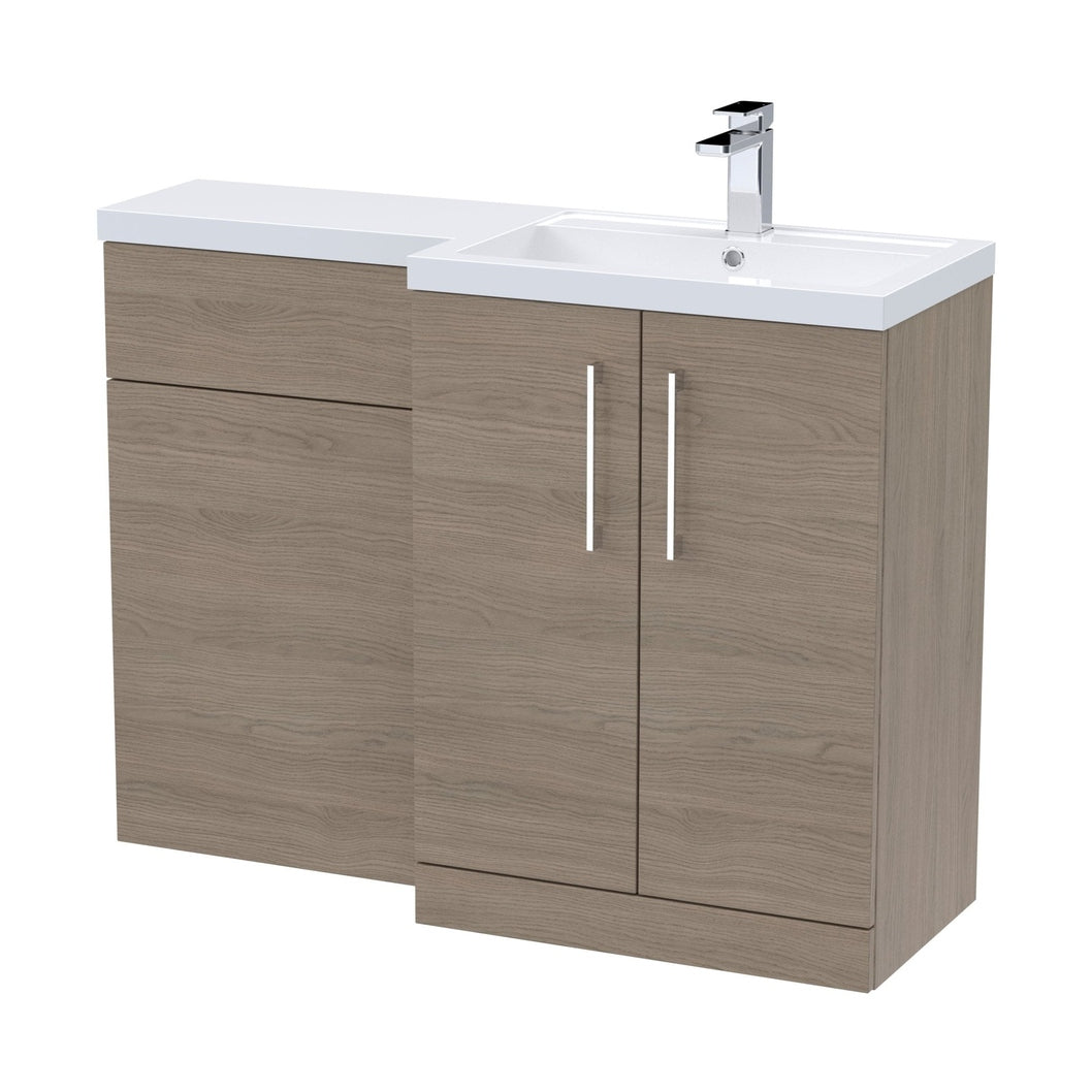 Nuie Arno 1100mm Right Hand Combination Contemporary Solace Oak MFC Textured Woodgrain 858x1105x390mm - JJ Building Materials