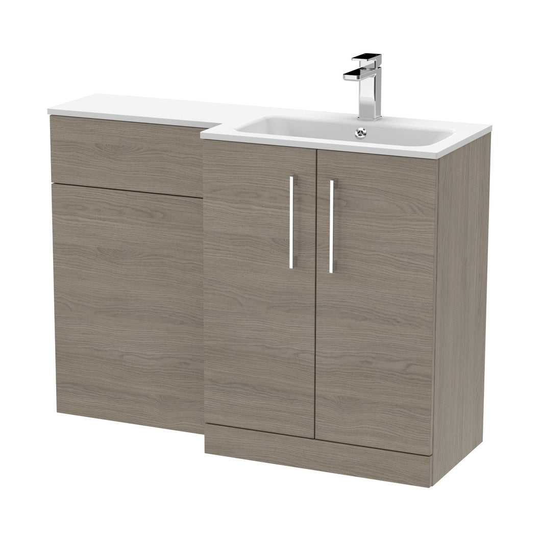 Nuie Arno 1100mm Right Hand Combination Contemporary Solace Oak MFC Textured Woodgrain,stone 858x1105x390mm - ARN2512R - JJ Building Materials