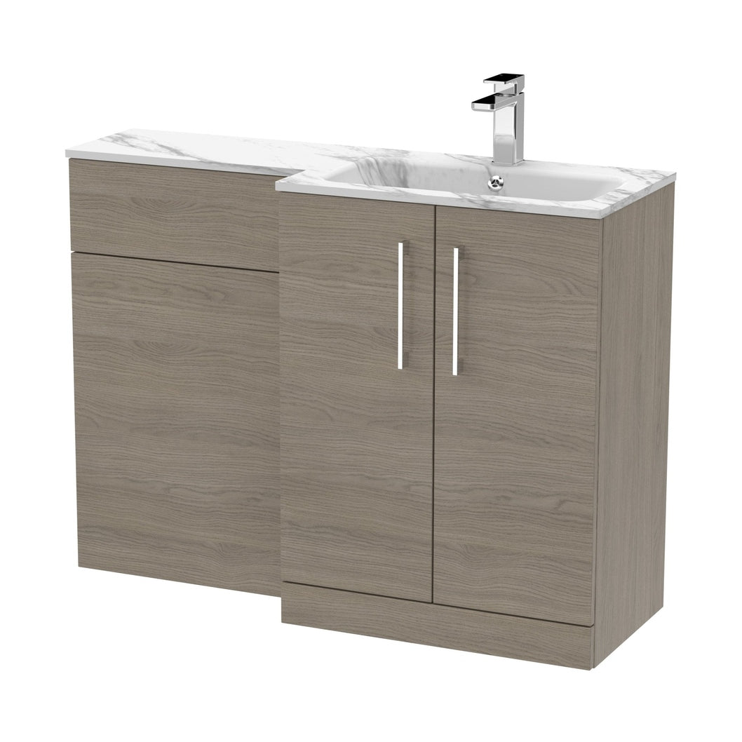 Nuie Arno 1100mm Right Hand Combination Contemporary Solace Oak MFC Textured Woodgrain,stone 858x1105x390mm - ARN2513R - JJ Building Materials