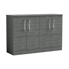 Nuie Arno 1200mm Floor Standing 4 Door Vanity & Worktop Contemporary Anthracite Woodgrain MFC Textured Woodgrain 818x1205x390mm - JJ Building Materials