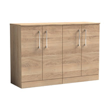 Nuie Arno 1200mm Floor Standing 4-door Vanity & Worktop Contemporary Bleached Oak MFC Textured Woodgrain 818x1205x390mm - JJ Building Materials