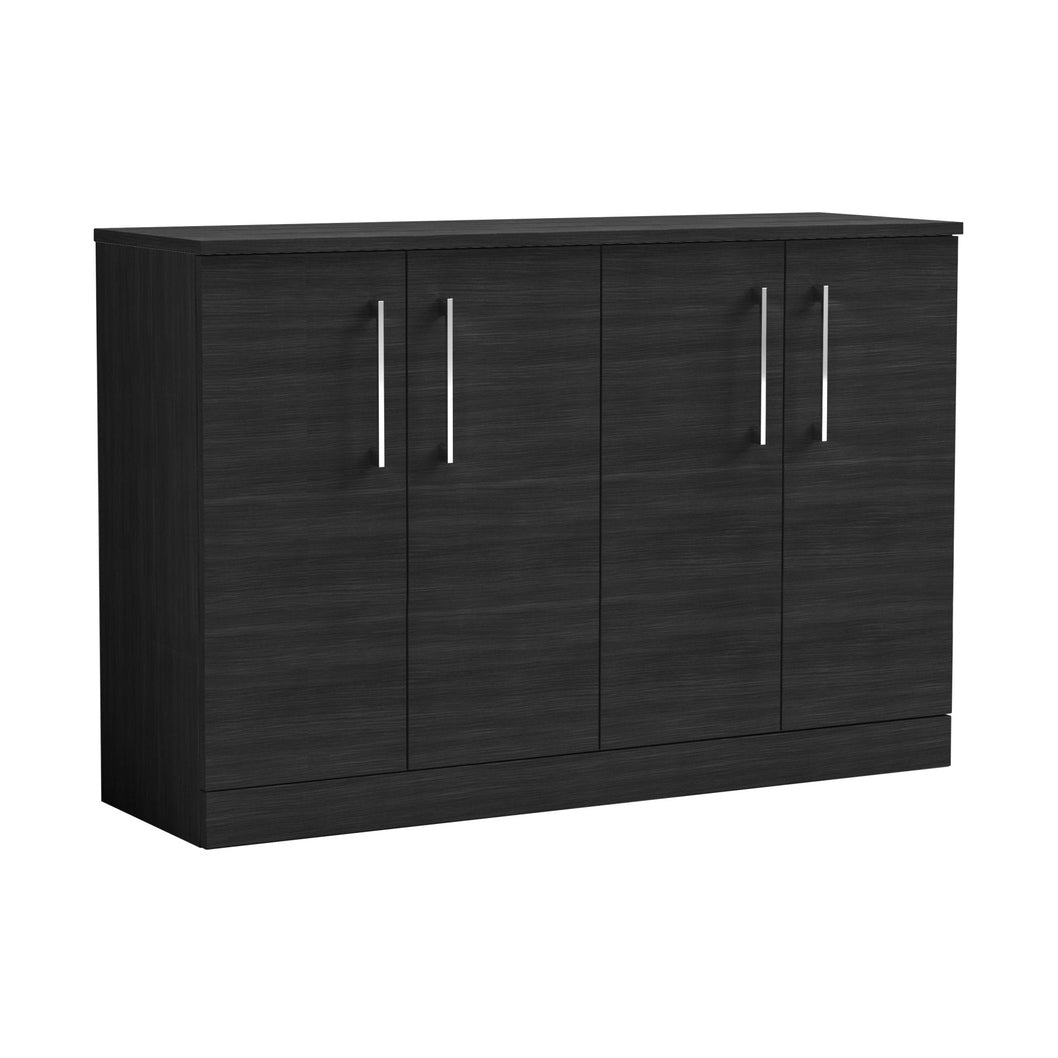Nuie Arno 1200mm Floor Standing 4 Door Vanity & Worktop Contemporary Charcoal Black MFC Textured Woodgrain 818x1205x390mm - JJ Building Materials