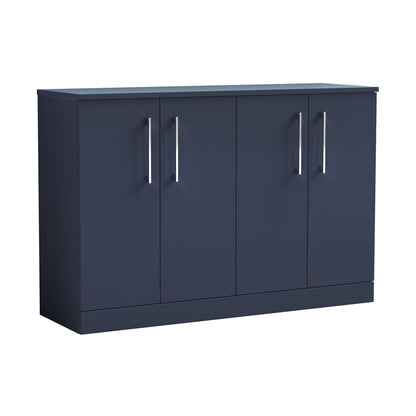 Nuie Arno 1200mm Floor Standing 4-door Vanity & Worktop Contemporary Midnight Blue MFC Painted Matt 818x1205x390mm - JJ Building Materials