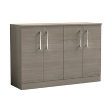 Nuie Arno 1200mm Floor Standing 4 Door Vanity & Worktop Contemporary Solace Oak MFC Textured Woodgrain 818x1205x390mm - JJ Building Materials