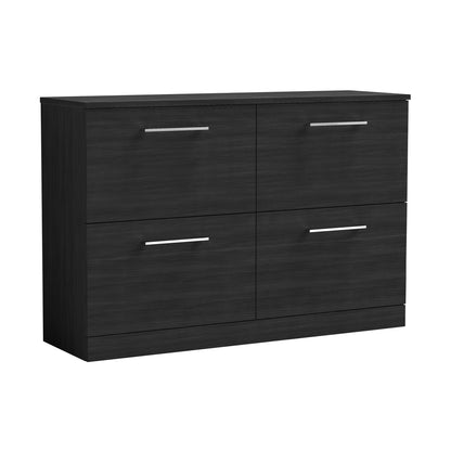 Nuie Arno 1200mm Floor Standing 4 Drawer Vanity & Worktop Contemporary Charcoal Black MFC Textured Woodgrain 818x1205x390mm - JJ Building Materials
