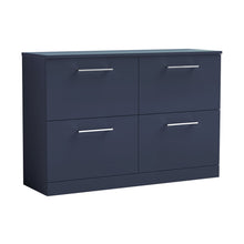 Nuie Arno 1200mm Floor Standing 4-drawer Vanity & Worktop Contemporary Midnight Blue MFC Painted Matt 818x1205x390mm - JJ Building Materials