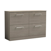Nuie Arno 1200mm Floor Standing 4 Drawer Vanity & Worktop Contemporary Solace Oak MFC Textured Woodgrain 818x1205x390mm - JJ Building Materials
