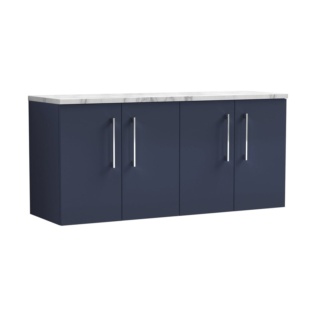 Nuie Arno 1200mm Wall Hung 4-door Vanity & Laminate Worktop Contemporary Midnight Blue MFC Painted Matt 562x1205x390mm - ARN2923LCM2 - JJ Building Materials
