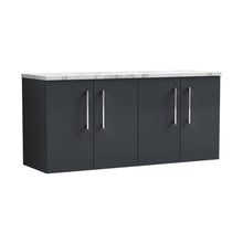 Nuie Arno 1200mm Wall Hung 4-door Vanity & Laminate Worktop Contemporary Soft Black MFC Painted Matt 562x1205x390mm - ARN1423LCM2 - JJ Building Materials