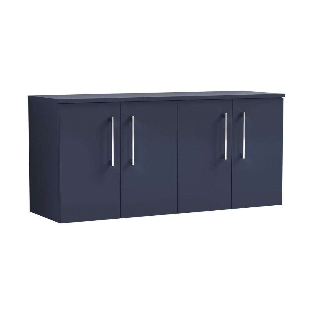 Nuie Arno 1200mm Wall Hung 4-door Vanity & Worktop Contemporary Midnight Blue MFC Painted Matt 558x1205x390mm - JJ Building Materials