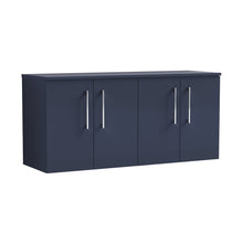 Nuie Arno 1200mm Wall Hung 4-door Vanity & Worktop Contemporary Midnight Blue MFC Painted Matt 558x1205x390mm - JJ Building Materials