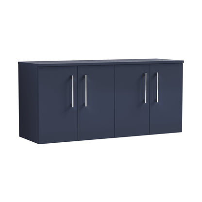 Nuie Arno 1200mm Wall Hung 4-door Vanity & Worktop Contemporary Midnight Blue MFC Painted Matt 558x1205x390mm - JJ Building Materials