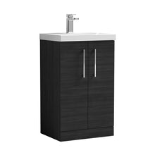 Nuie Arno 500mm Floor Standing 2 Door Vanity & Basin 1 Contemporary Charcoal Black MFC 840x510x390mm - JJ Building Materials