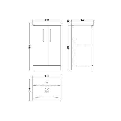 Nuie Arno 500mm Floor Standing 2 Door Vanity & Basin 1 Contemporary Midnight Blue MFC 840x510x390mm - JJ Building Materials