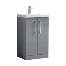 Nuie Arno 500mm Floor Standing 2 Door Vanity & Basin 1 Contemporary Satin Grey MFC 840x510x390mm - JJ Building Materials