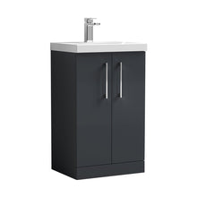 Nuie Arno 500mm Floor Standing 2 Door Vanity & Basin 1 Contemporary Soft Black MFC 840x510x390mm - JJ Building Materials