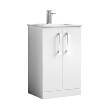 Nuie Arno 500mm Floor Standing 2 Door Vanity & Basin 2 Contemporary Gloss White MFC 815x500x390mm - JJ Building Materials