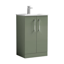 Nuie Arno 500mm Floor Standing 2 Door Vanity & Basin 2 Contemporary Satin Green MFC 815x500x390mm - JJ Building Materials