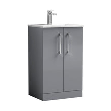 Nuie Arno 500mm Floor Standing 2 Door Vanity & Basin 2 Contemporary Satin Grey MFC 815x500x390mm - JJ Building Materials