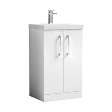 Nuie Arno 500mm Floor Standing 2 Door Vanity & Basin 3 Contemporary Gloss White MFC 850x510x395mm - JJ Building Materials