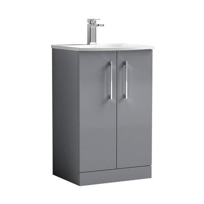 Nuie Arno 500mm Floor Standing 2 Door Vanity & Basin 4 Contemporary Satin Grey MFC 830x510x440mm - JJ Building Materials