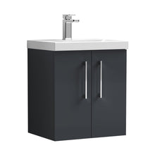 Nuie Arno 500mm Wall Hung 2 Door Vanity & Basin 1 Contemporary Soft Black 579x510x390mm - JJ Building Materials