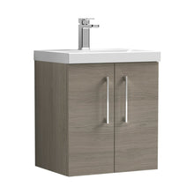 Nuie Arno 500mm Wall Hung 2 Door Vanity & Basin 1 Contemporary Solace Oak 579x510x390mm - JJ Building Materials