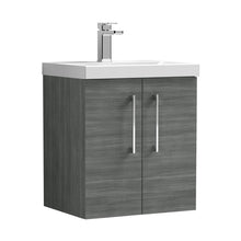 Nuie Arno 500mm Wall Hung 2 Door Vanity & Basin 3 Contemporary Anthracite Woodgrain 589x510x395mm - JJ Building Materials