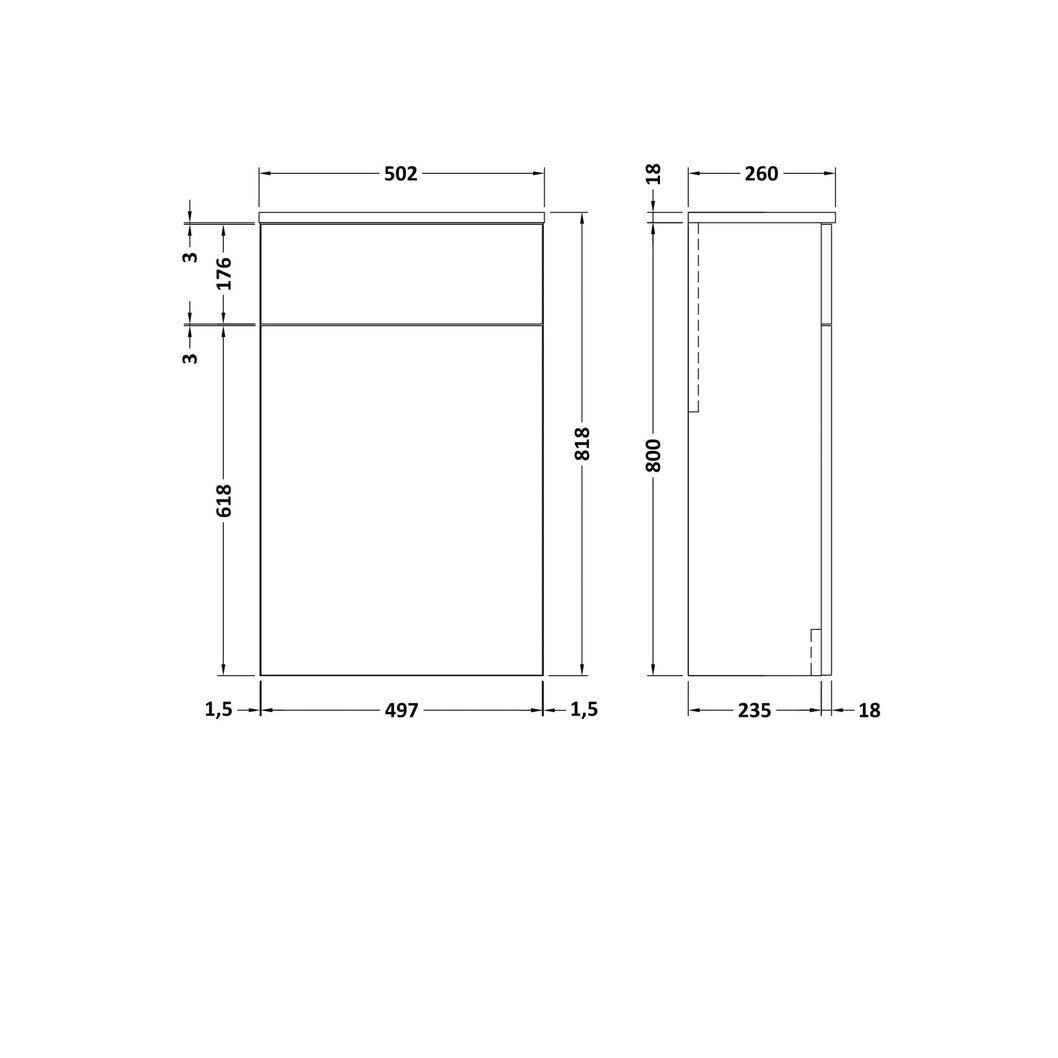 Nuie Arno 500mm Wc Unit Contemporary Bleached Oak MFC Textured Woodgrain 818x502x260mm - JJ Building Materials