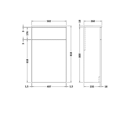Nuie Arno 500mm Wc Unit Contemporary Soft Black MFC Painted Matt 818x502x253mm - JJ Building Materials