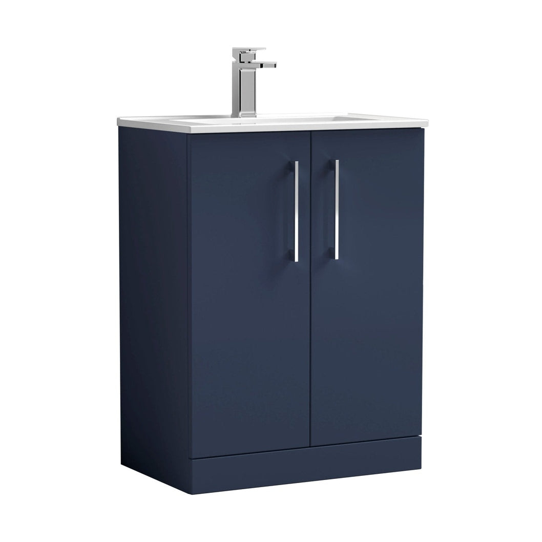 Nuie Arno 600mm Floor Standing 2-door Vanity & Basin 2 Contemporary Midnight Blue MFC 818x600x390mm - JJ Building Materials