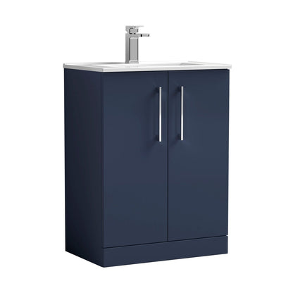 Nuie Arno 600mm Floor Standing 2-door Vanity & Basin 2 Contemporary Midnight Blue MFC 818x600x390mm - JJ Building Materials