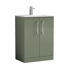 Nuie Arno 600mm Floor Standing 2 Door Vanity & Basin 2 Contemporary Satin Green MFC 815x600x390mm - JJ Building Materials