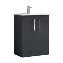 Nuie Arno 600mm Floor Standing 2 Door Vanity & Basin 2 Contemporary Soft Black MFC 815x600x390mm - JJ Building Materials