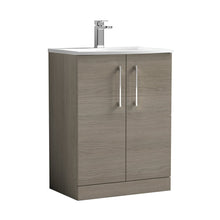 Nuie Arno 600mm Floor Standing 2 Door Vanity & Basin 4 Contemporary Solace Oak MFC 830x610x440mm - JJ Building Materials