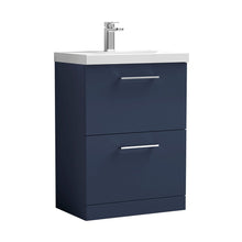Nuie Arno 600mm Floor Standing 2-drawer Vanity & Basin 1 Contemporary Midnight Blue MFC 840x610x390mm - JJ Building Materials